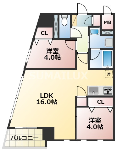 熊本市中央区新町１丁目の賃貸マンションの間取り