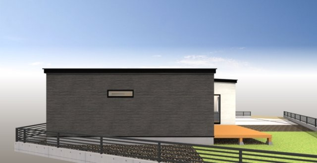 Free+α　吉岡町大久保の外観パース|住宅街に佇むモダンなオール電化
平屋住宅