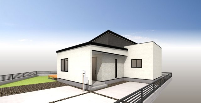 Free+α　吉岡町大久保の外観パース|駐車スペース3台分確保。
