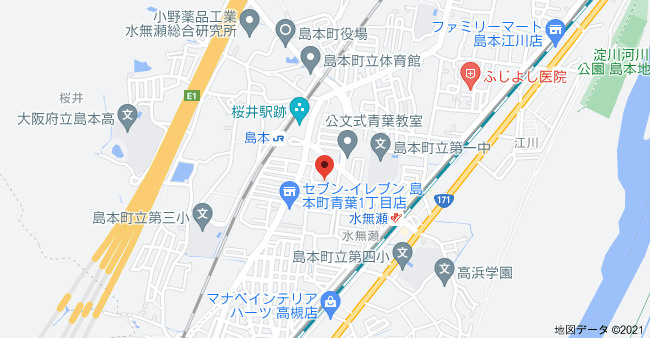 三島郡島本町青葉１丁目のテラスの地図
