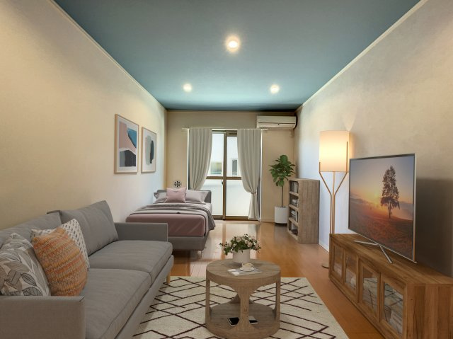 フォレストヒルズ宮崎台の居間・リビング|※バーチャル家具を配置したお部屋の写真です。