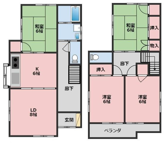 神戸市灘区篠原台　戸建の間取り