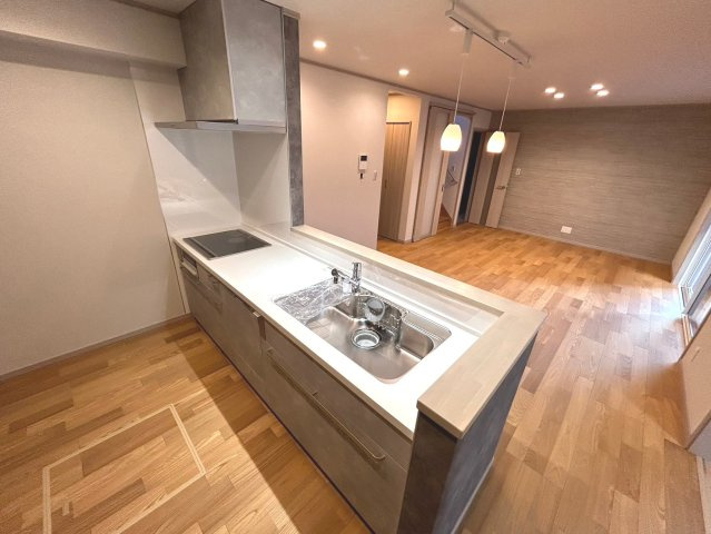 新築戸建　一宮市木曽川町黒田Ⅱ　全3区画分譲のキッチン|機能的なシステムキッチンです。収納力に優れた大容量の引出しでキッチン回りがスッキリ片付きます。