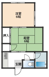 ２Ｋのお部屋です。単身者様・２人名様入居におすすめです。※退去前につき現況優先