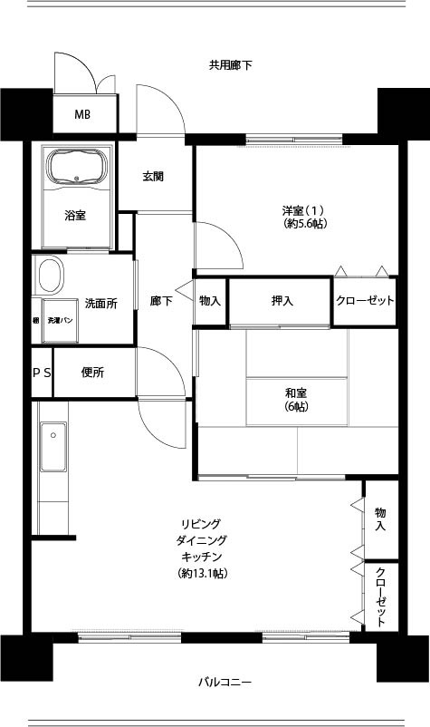 大阪市阿倍野区相生通１丁目の賃貸マンションの間取り