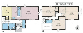 【間取り】 | 伊勢原市沼目4丁目  2号棟 9期 | LDK16帖　メイン洋室8帖+WIC　Ｗロック・カードキー（CAZAS+）　浴室乾燥機+窓