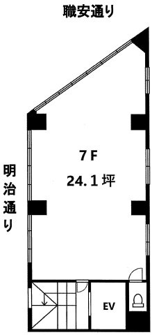新宿区新宿６丁目の事務所の間取り