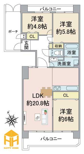 パラツィーナセシリア仁川弐番館の間取り|※現況と図面が異なる場合現況を優先いたします。