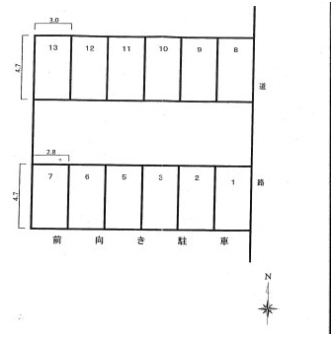 第2荻島パーキングの区画図