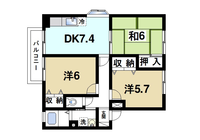 パセオブルージュの間取り|3DKのお部屋です