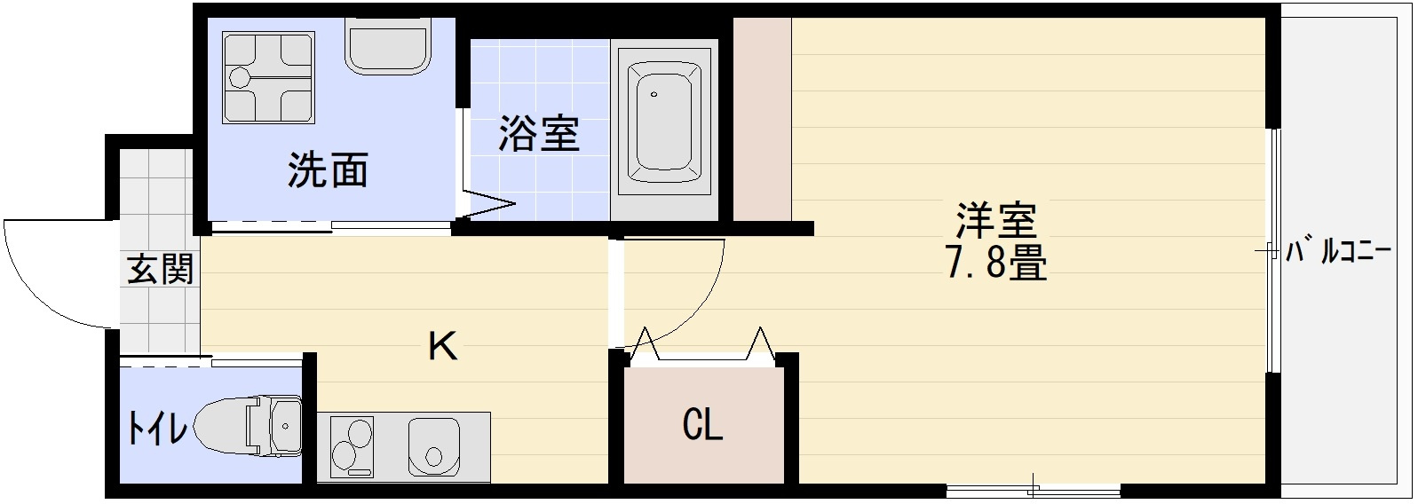 エヌエムキャトフヴァンドゥーズの間取り|エヌエムキャトフヴァンドゥーズ　1K