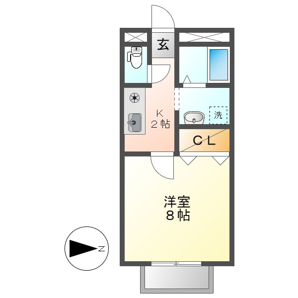 倉敷市徳芳のアパートの間取り