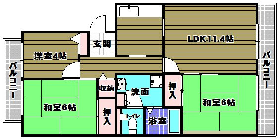 エスポワール岩湧の間取り