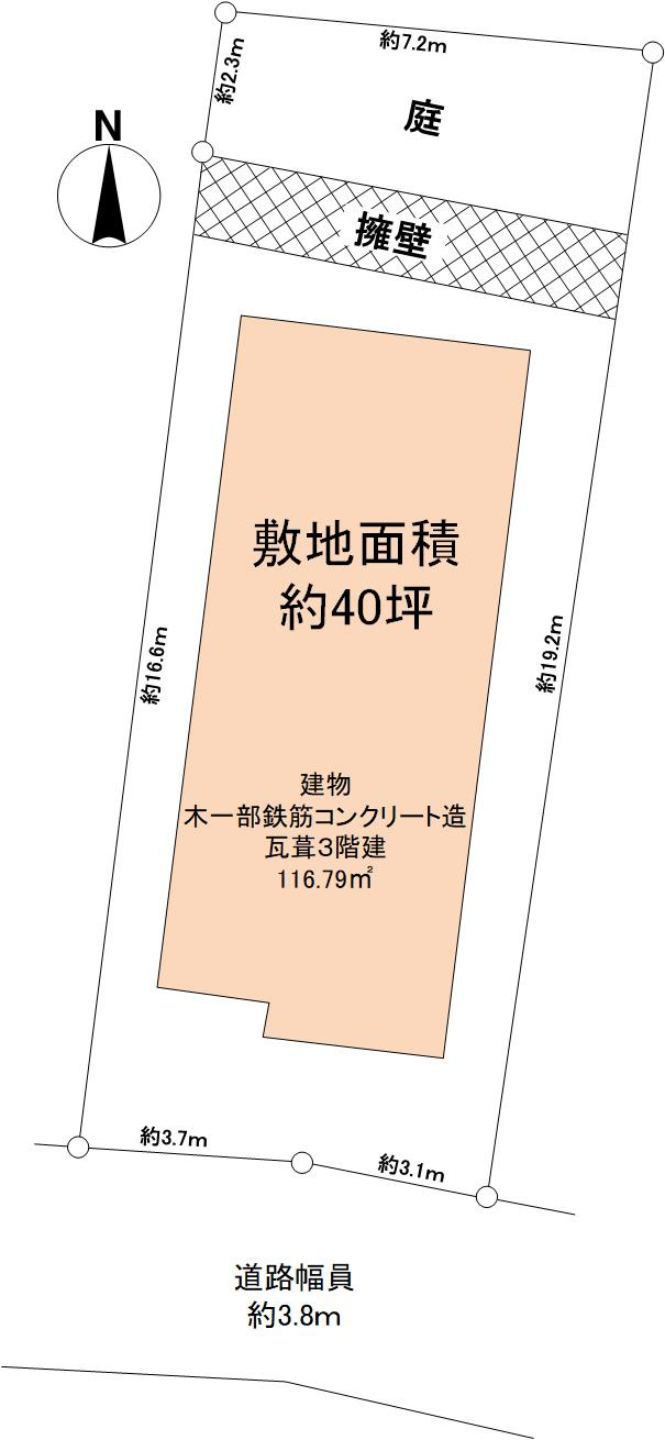 仁川町１丁目　土地の土地図|敷地面積約40坪　南向きの土地です
