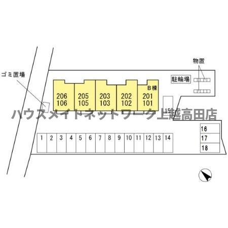 ロジュマン シュシュ Ｂの区画図|配置図