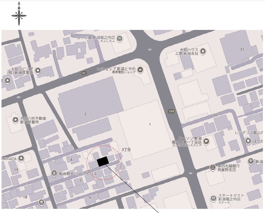 中央区堀之内南３丁目　新築戸建の地図