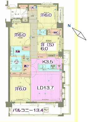 サンデュエル南鴨宮テゾーロの間取り