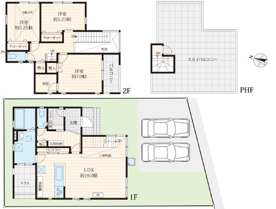 秦野市曽屋 スカイバルコニー付き長期優良住宅の間取り