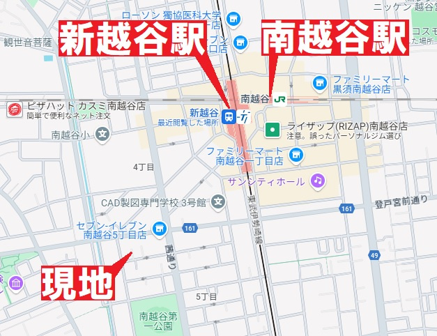 南越谷五丁目売地の地図