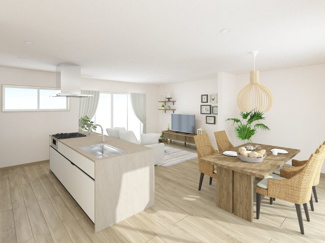 【居間・リビング】 | 右京区太秦安井北御所町 | 《リフォームイメージパース》※家具・小物はCGによるインテリアイメージであり、家具の設置サイズを保証するものではございません。※家具配置はTV配線には配慮しておりません