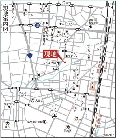 福島市大森島ノ内　Livele Garden　全3棟の地図