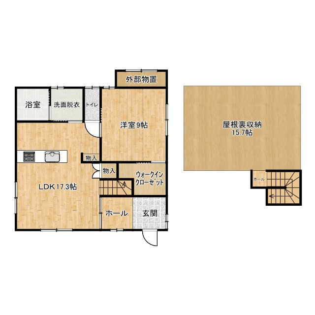 新築戸建・建売　二本松市冠木　平屋建ての間取り