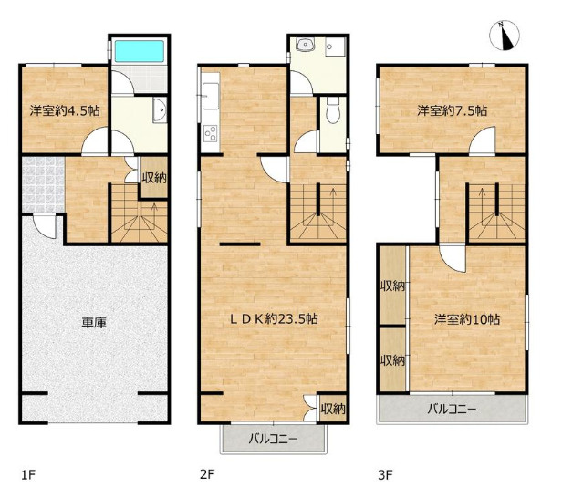 姫路市東雲町5丁目　中古戸建の間取り|3階建て　3LDKです。