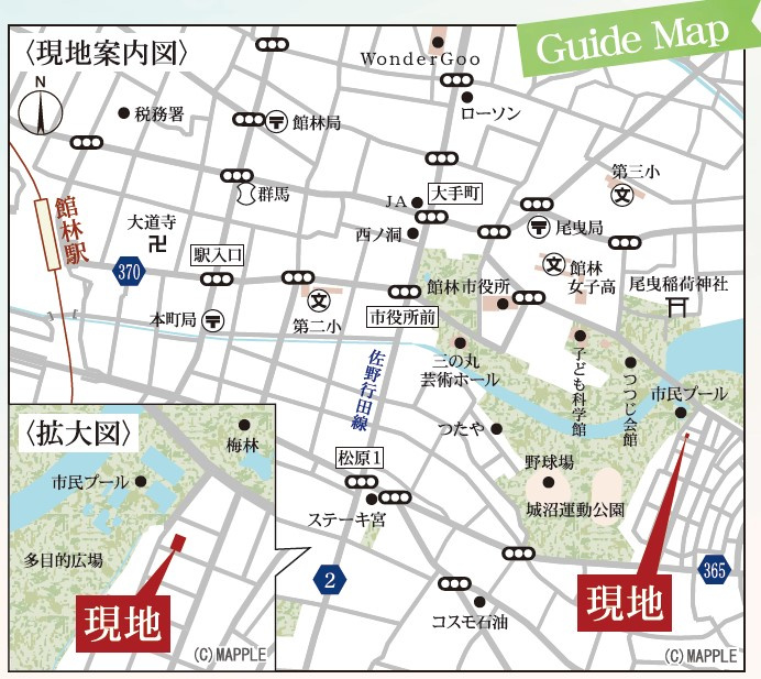 館林市第1つつじ町　Livele Garden　全1棟の地図