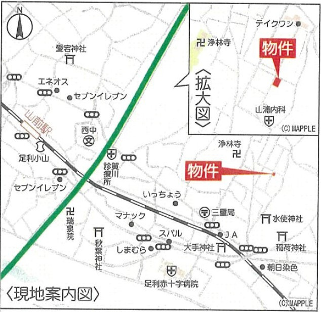 足利市五十部町第3　Cradle Gaeden　全2棟の地図