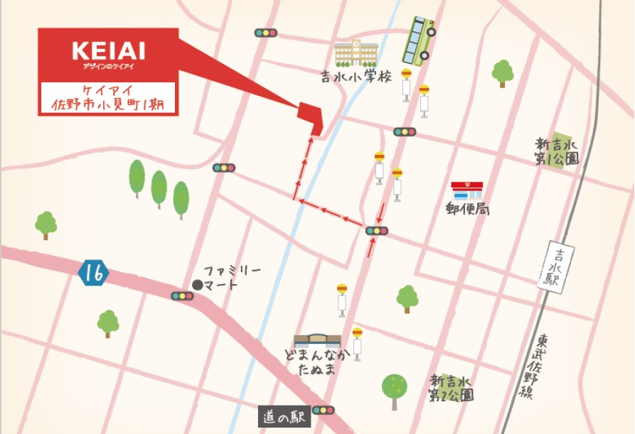 佐野市小見町1期　PriSUMA　全5棟の地図