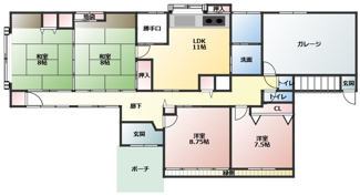 【間取り】 | 寒河江市船橋　売戸建 | 1階 間取図