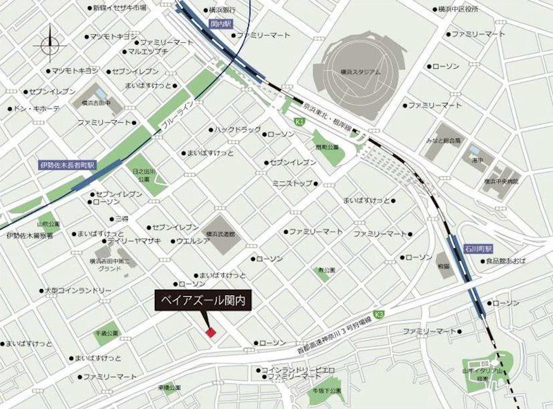 N-flats横浜関内Ⅱの地図