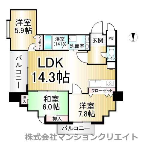 アパガーデンコート城東の間取り|現況と間取図が異なる場合は現況を優先とします。