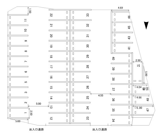 若竹ガレージの区画図
