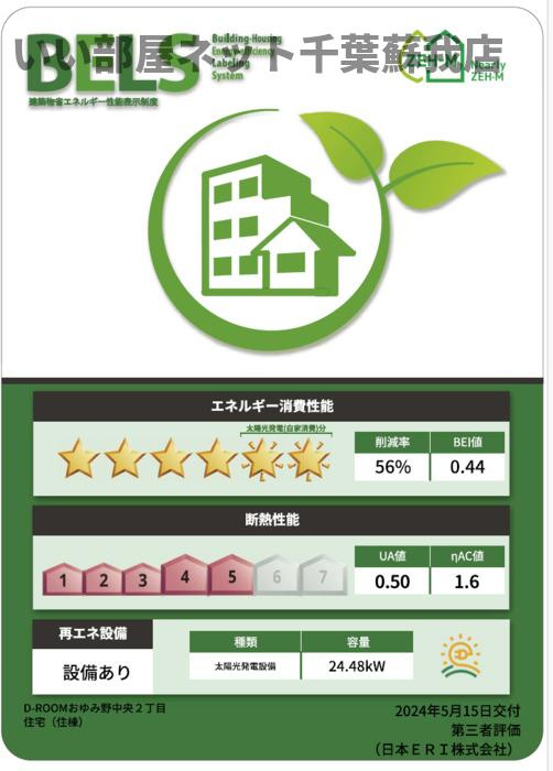 仮）おゆみ野中央2丁目PJの省エネ性能ラベル