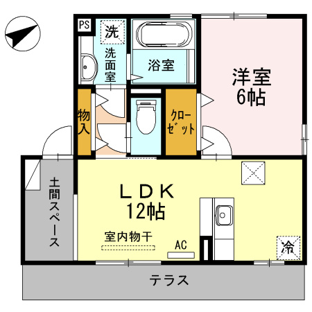 サンクスCYの間取り|土間付きの1LDK♪
