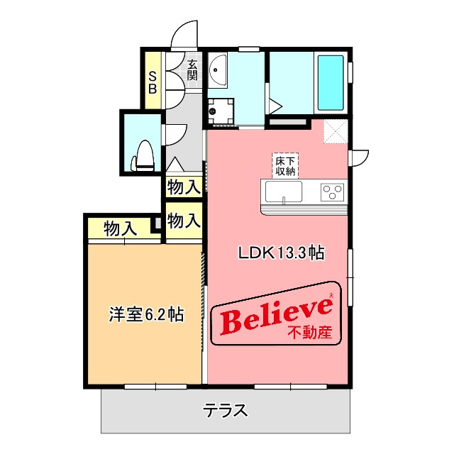 HEARTY'S　ENT豆津　A棟の間取り|使い勝手の良い間取りです♪