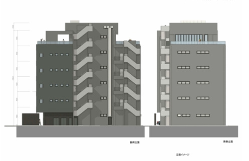 ネイビー大名 6Fの外観パース