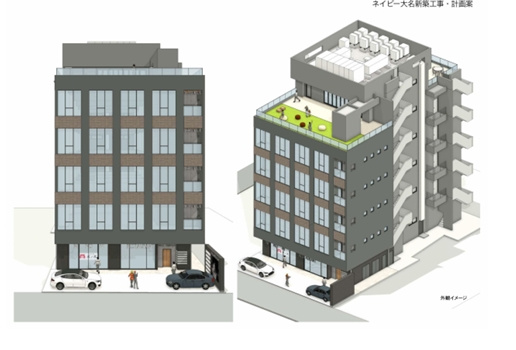 ネイビー大名 6Fの外観パース