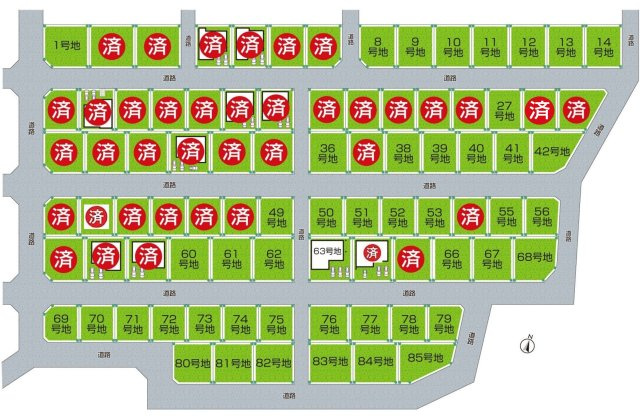 木津川市州見台　第2期　新築未入居の区画図|全85区画