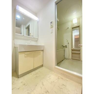 【独立洗面台】 | さがみのパークハイツ | 独立洗面台、小物を置くことができて便利です