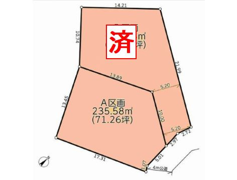 【土地図】 | 厚木市上荻野　土地（売地）建築条件なし　全2区画　NO.A | 厚木市上荻野　土地（売地）建築条件なし　全2区画