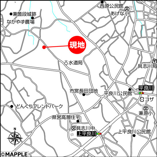 ハートフルタウンうるま市兼箇段Ⅱ　A号棟の地図