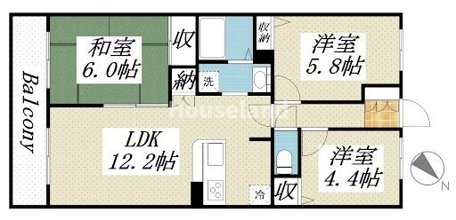 サンライズマンション岩出Ⅴ壱番館　４０３号の間取り