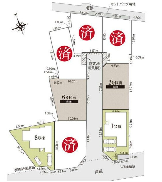 新築戸建　平屋　富士市中里22-1期　全8棟　8号棟の区画図