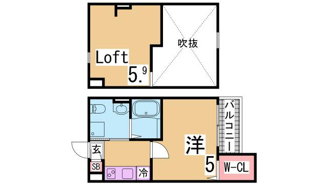 神戸市長田区長田町６丁目のアパートの間取り