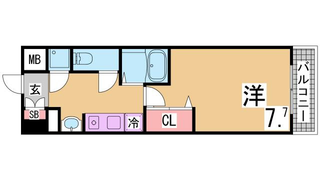 神戸市須磨区大池町５丁目の賃貸マンションの間取り