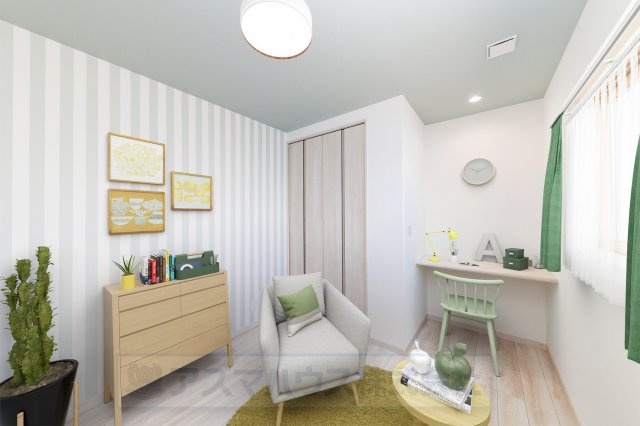 【洋室】 | ライフフィールド美原区黒山　1号地 | 5.2帖の洋室！窓には夏涼しく冬暖かい複層ガラスを採用。快適な室内環境を保ち、光熱費の削減にも繋がります。※実際の室内写真にCGで家具等を配置しております。