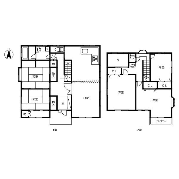 徳島市北田宮４丁目の中古一戸建の間取り