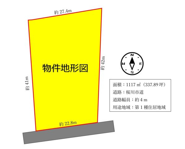 桜川市岩瀬（西区）337坪売地の土地図